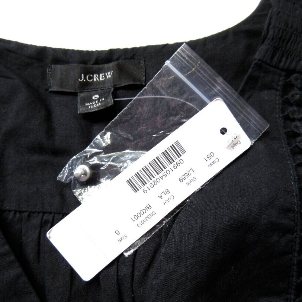 NWT J.Crew Pom-pom Midi in Black Cotton Voile Tiered Dress 6 $128 - Picture 7 of 9